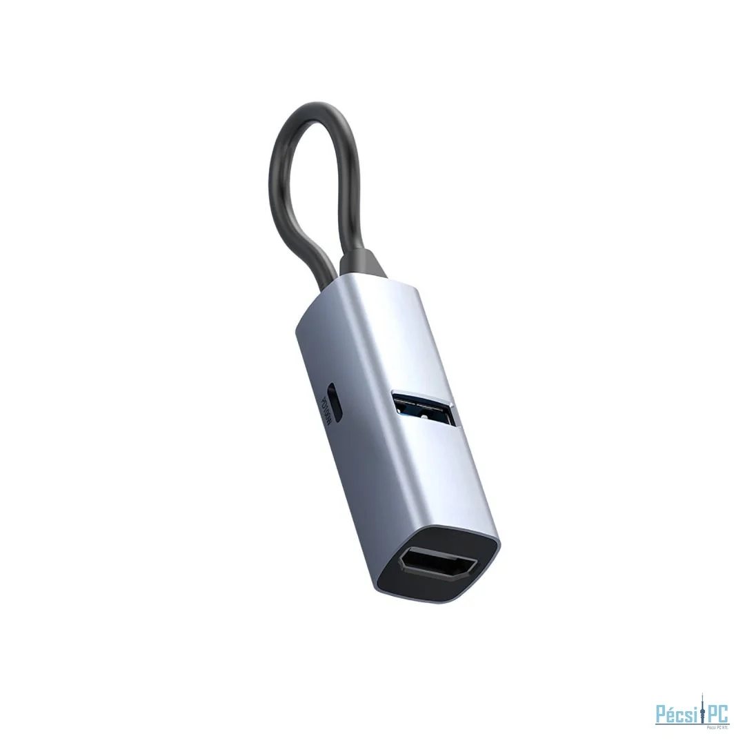 Mobile Origin 3in1 CompactHub HB1 USB-A to USB-C, HDMI, USB-C Cable Space Gray