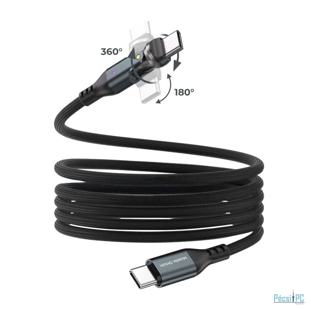 Mobile Origin CB14 240W Magnetic 540° Rotating USB-C to USB-C Cable 1m Space Gray