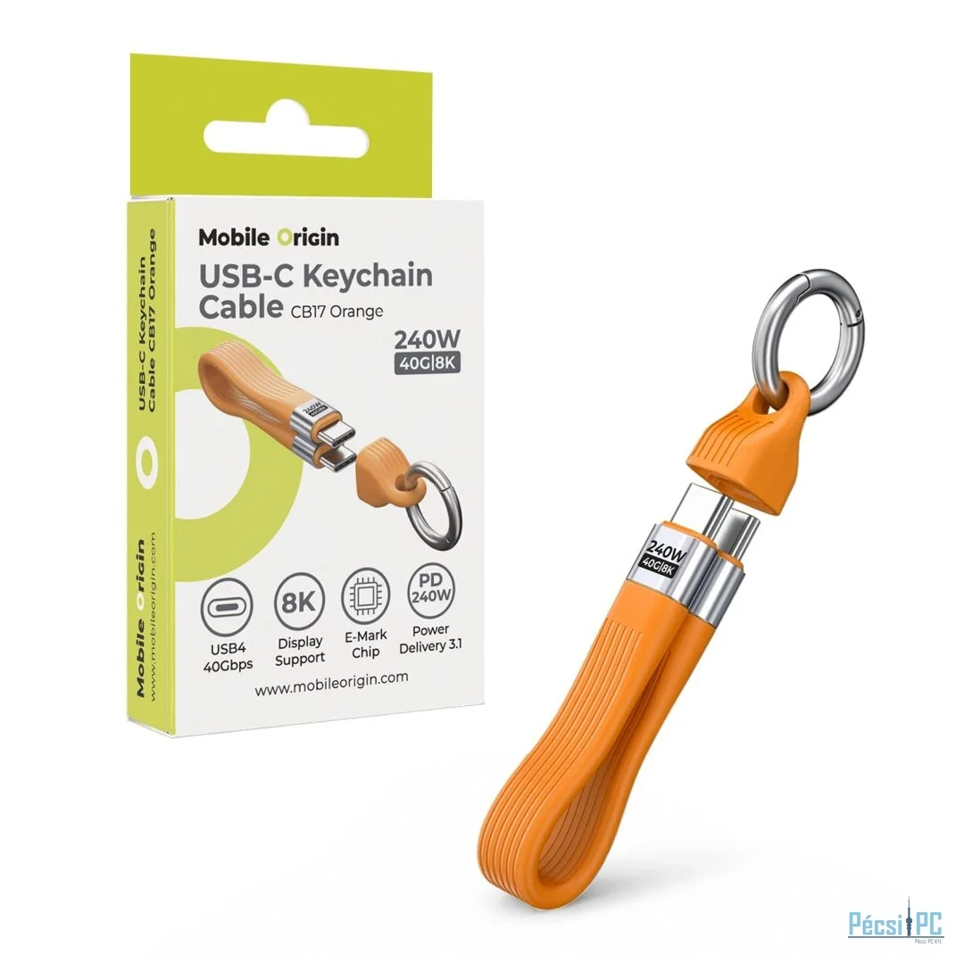 Mobile Origin CB17 240W 40Gbps 8K USB-C Keychain Cable Orange