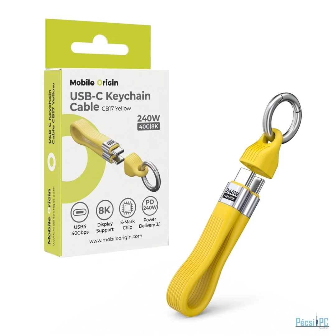 Mobile Origin CB17 240W 40Gbps 8K USB-C Keychain Cable Yellow