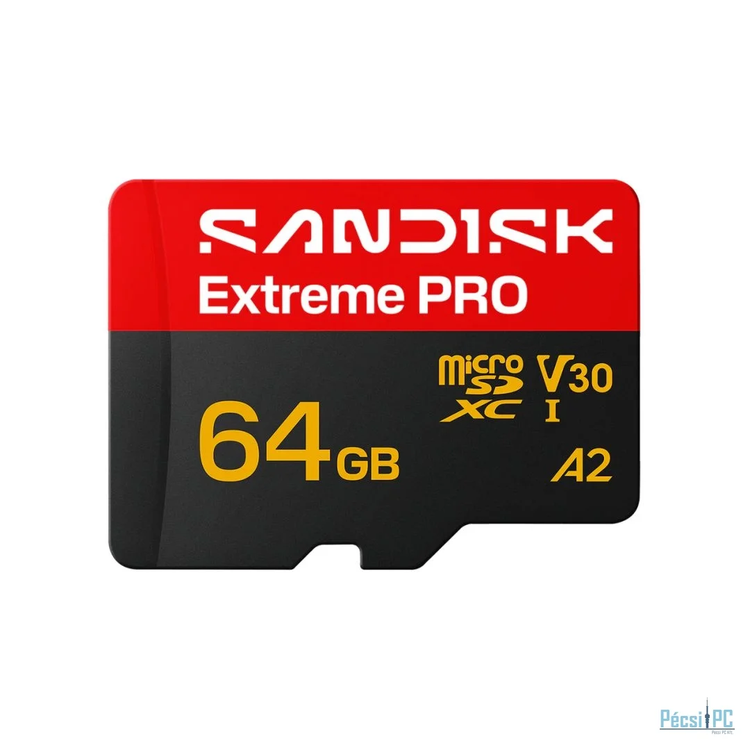 Sandisk 64GB microSDXC Extreme Pro UHS-I V30 A1 adapter nélkül