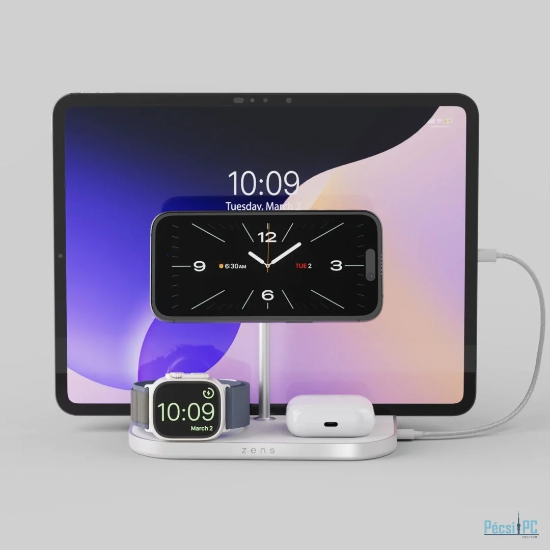 Zens 4-1 Wireless Charger White/Silver