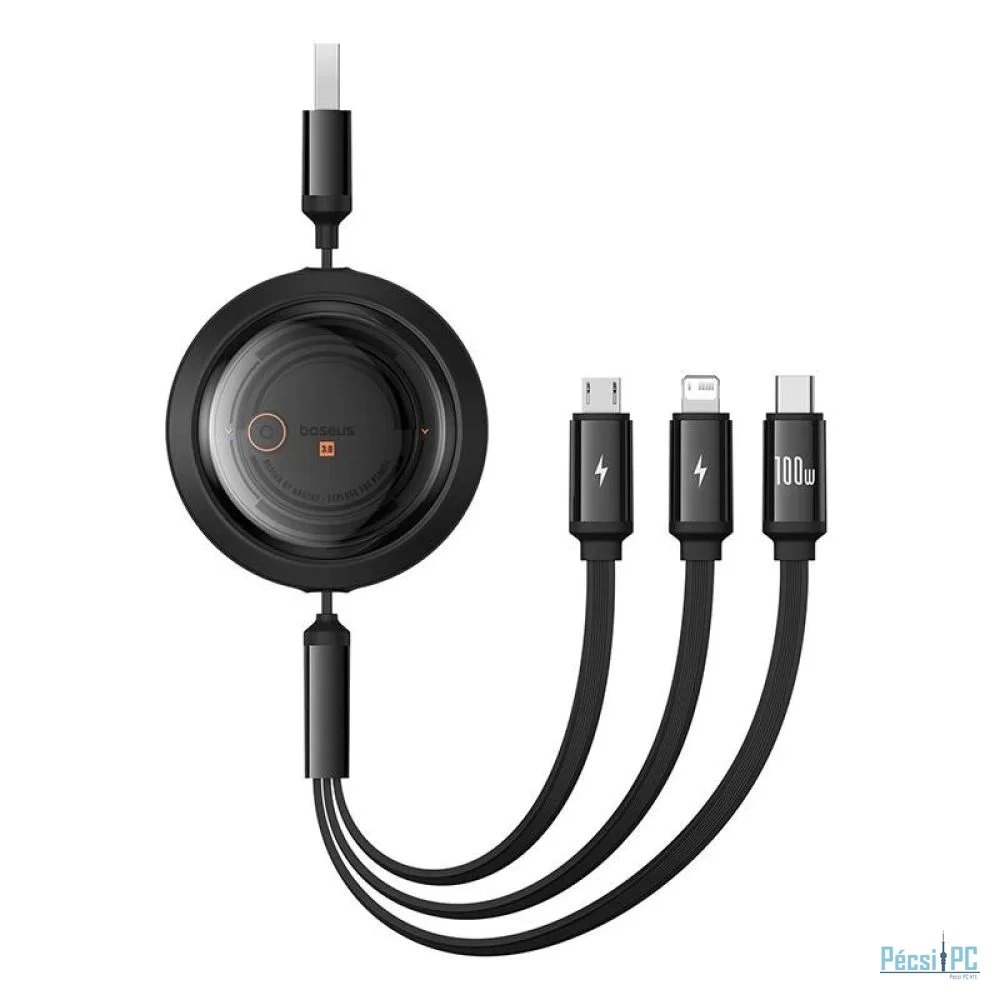 Baseus Free2Draw Crystal USB-A - USB-C+Micro+Lightning 1,1m Black