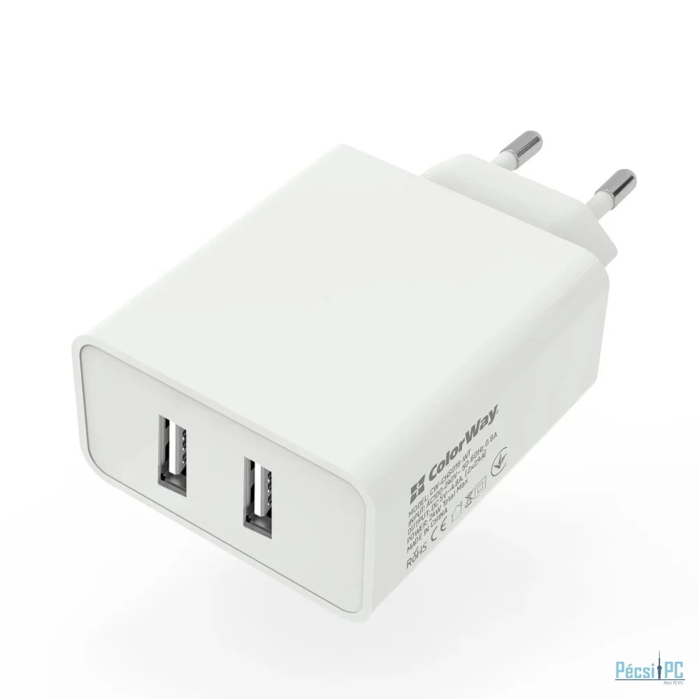 ColorWay AC Charger ColorWay 2USB AUTO ID 4.8A (24W) White