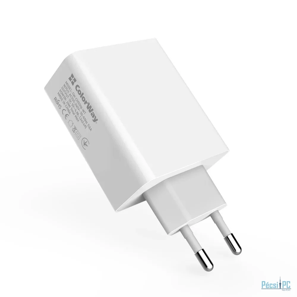 ColorWay AC Charger ColorWay 2USB AUTO ID 4.8A (24W) White