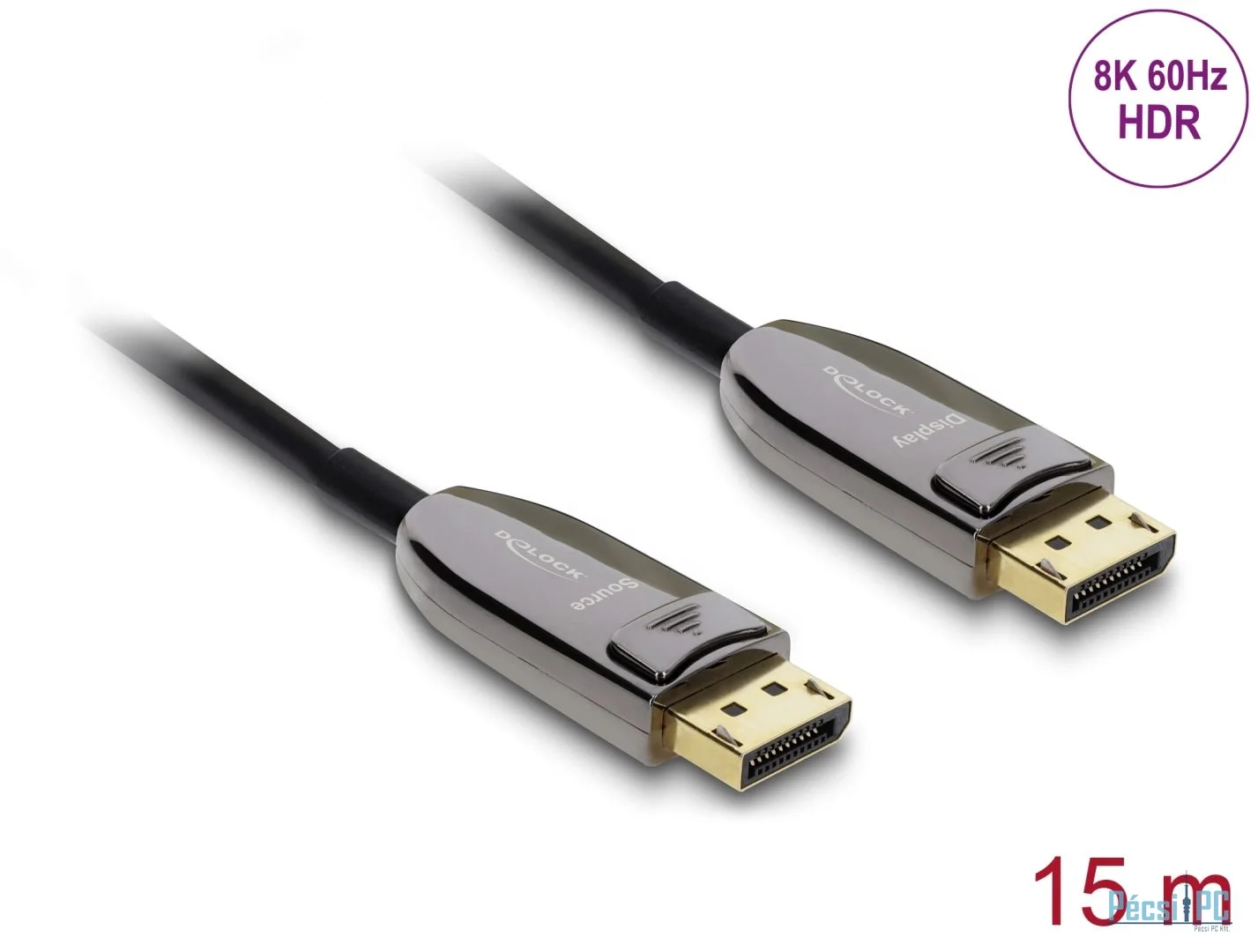 DeLock Active Optical Cable DisplayPort 2.1 8K/60Hz 40Gbps cable 15m Black