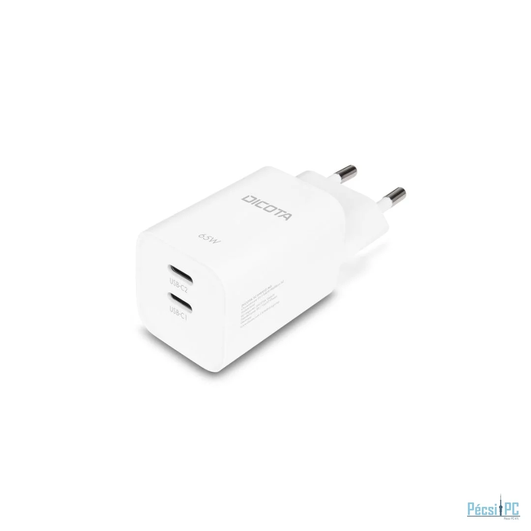 Dicota 2-port GaN Wall Charger (65W) White