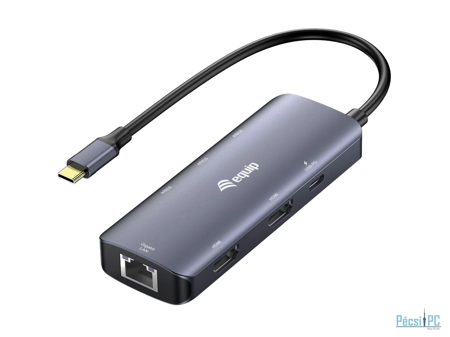 EQuip 133501 USB-C 7-in-1 MST Multifunctional Adapter Grey