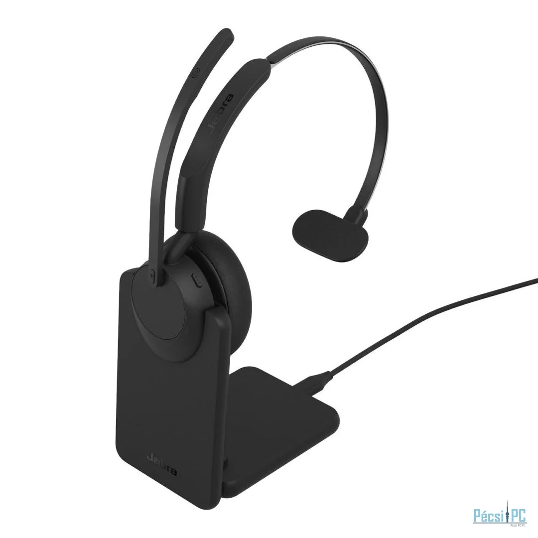 Jabra Evolve3 45 UC Mono Link 390c Wireless Bluetooth Headset + Stand Black