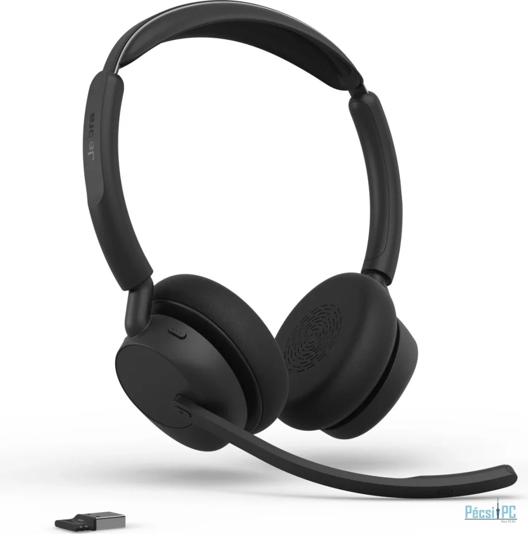 Jabra Evolve3 45 UC Stereo Link 390a Wireless Bluetooth Headset + Sand Black