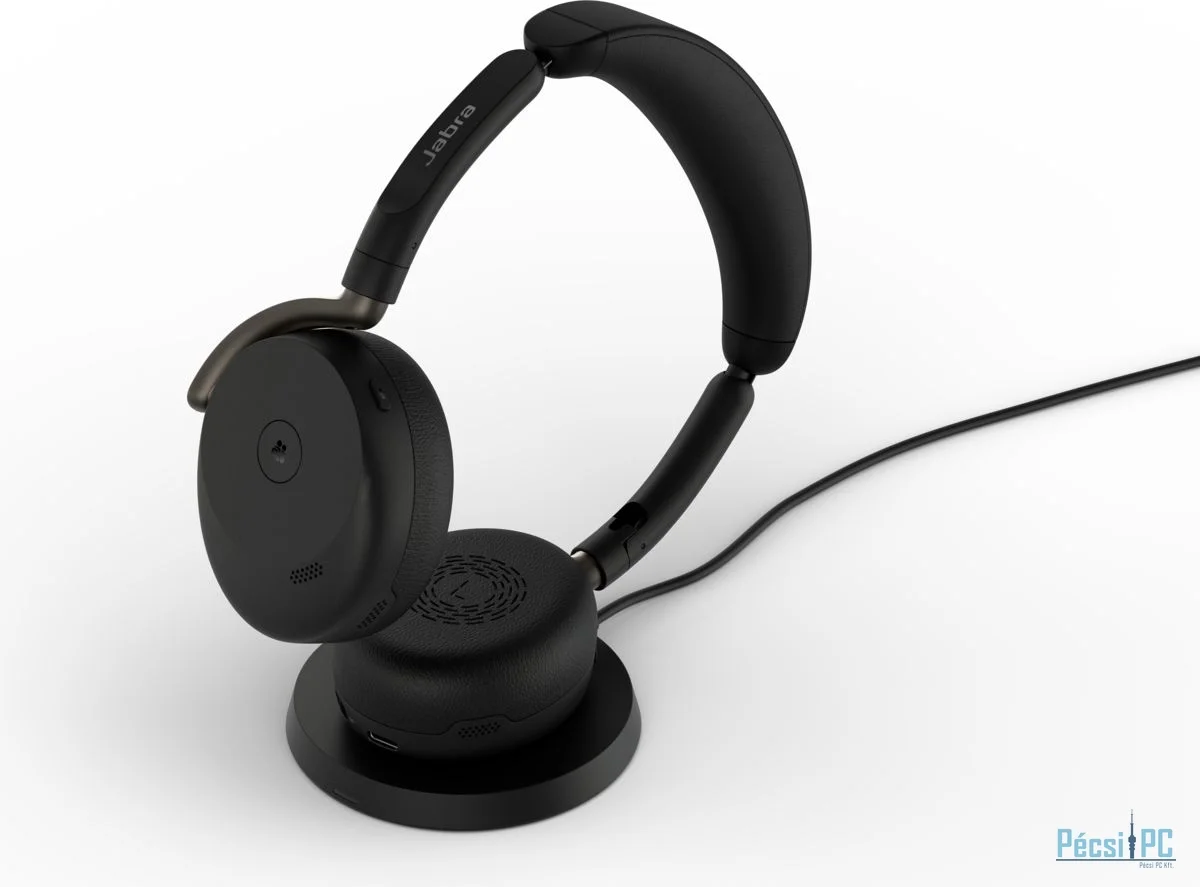Jabra Evolve3 65 Flex MS Stereo Link390a Wireless Bluetooth Headset + Wireless Charger Black