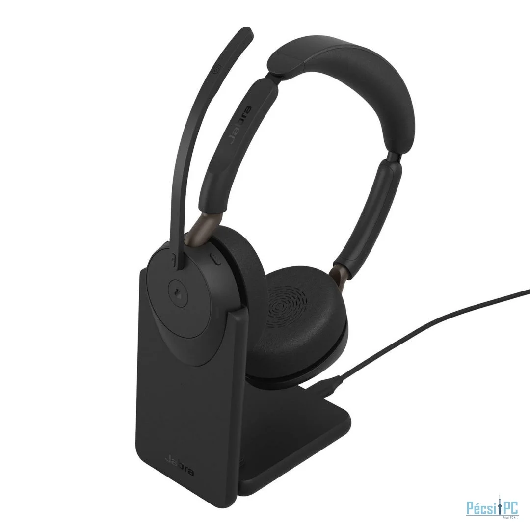 Jabra Evolve3 65 MS Stereo Link 390c Wireless Bluetooth Headset + Stand Black