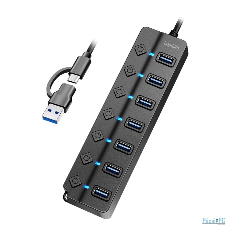 Logilink USB 3.2 Gen1 7-port USB Hub Black