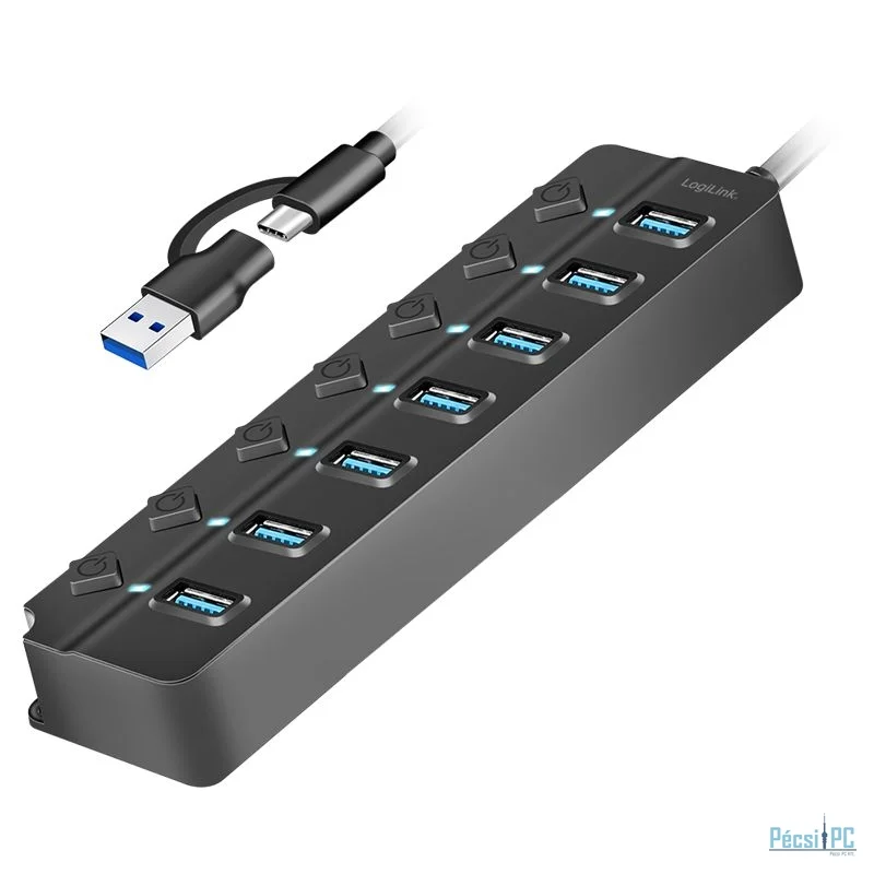 Logilink USB 3.2 Gen1 7-port USB Hub Black