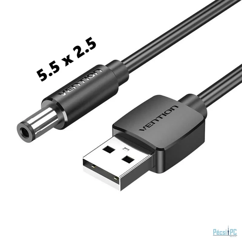 Vention USB - DC Power 5,5mm x 2.5mm Cable 1m Black