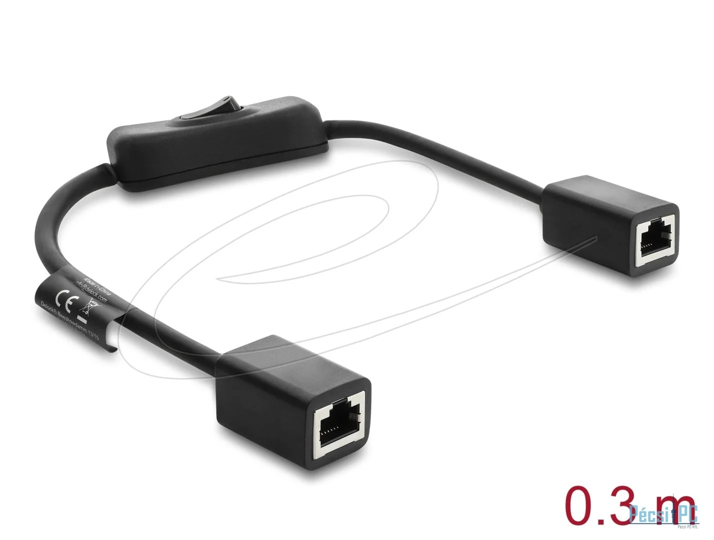 DeLock RJ45 Cable jack to jack with switch Cat.6 F/UTP 0,3m Black