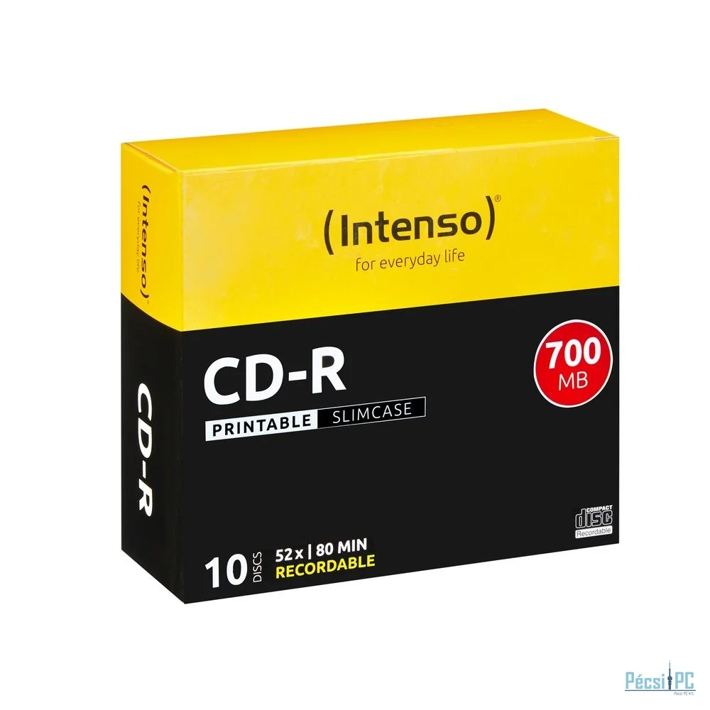 Intenso CD-R 80 52x Printable Slim Case 10db/csomag (10-es címke)
