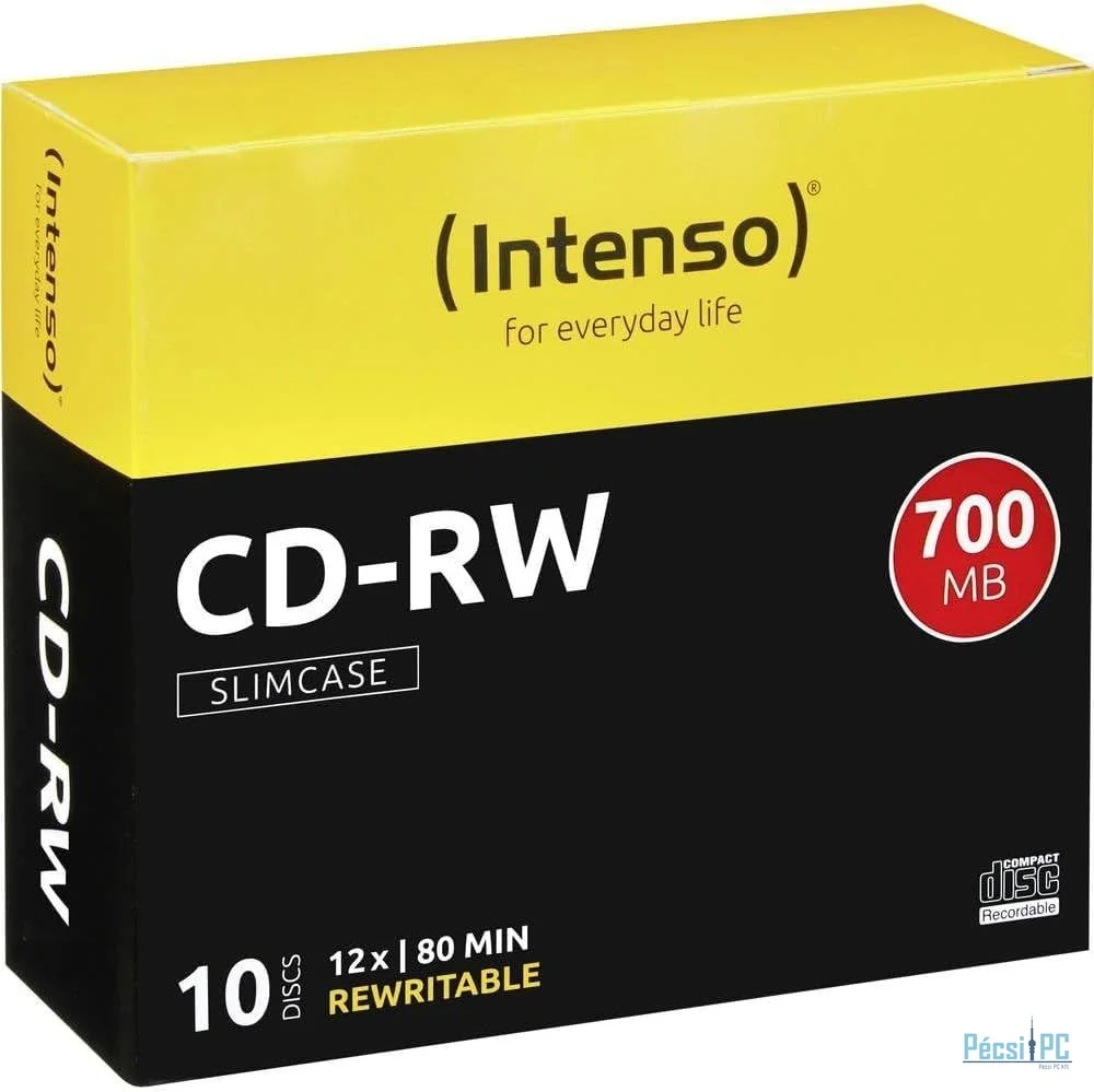 Intenso CD-RW 80 12x Slim Case 10db/csomag (10-es címke)