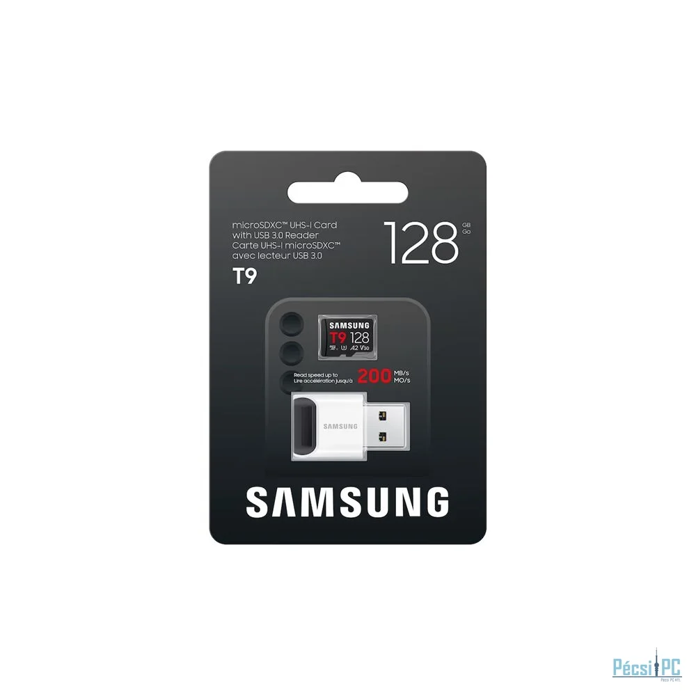 Samsung 128GB microSDXC T9 Class10 U3 V30 A2 + Kártyolvaó